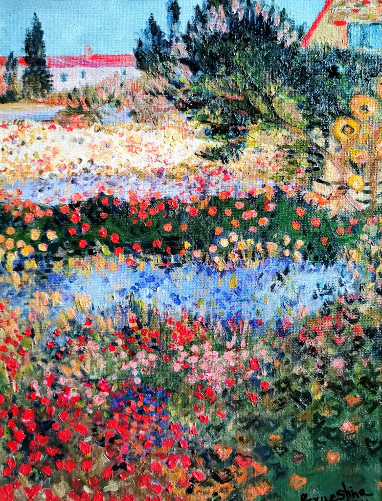 Ernestina Zavarella - Giardino Fiorito - Olio su tela - 24x30cm