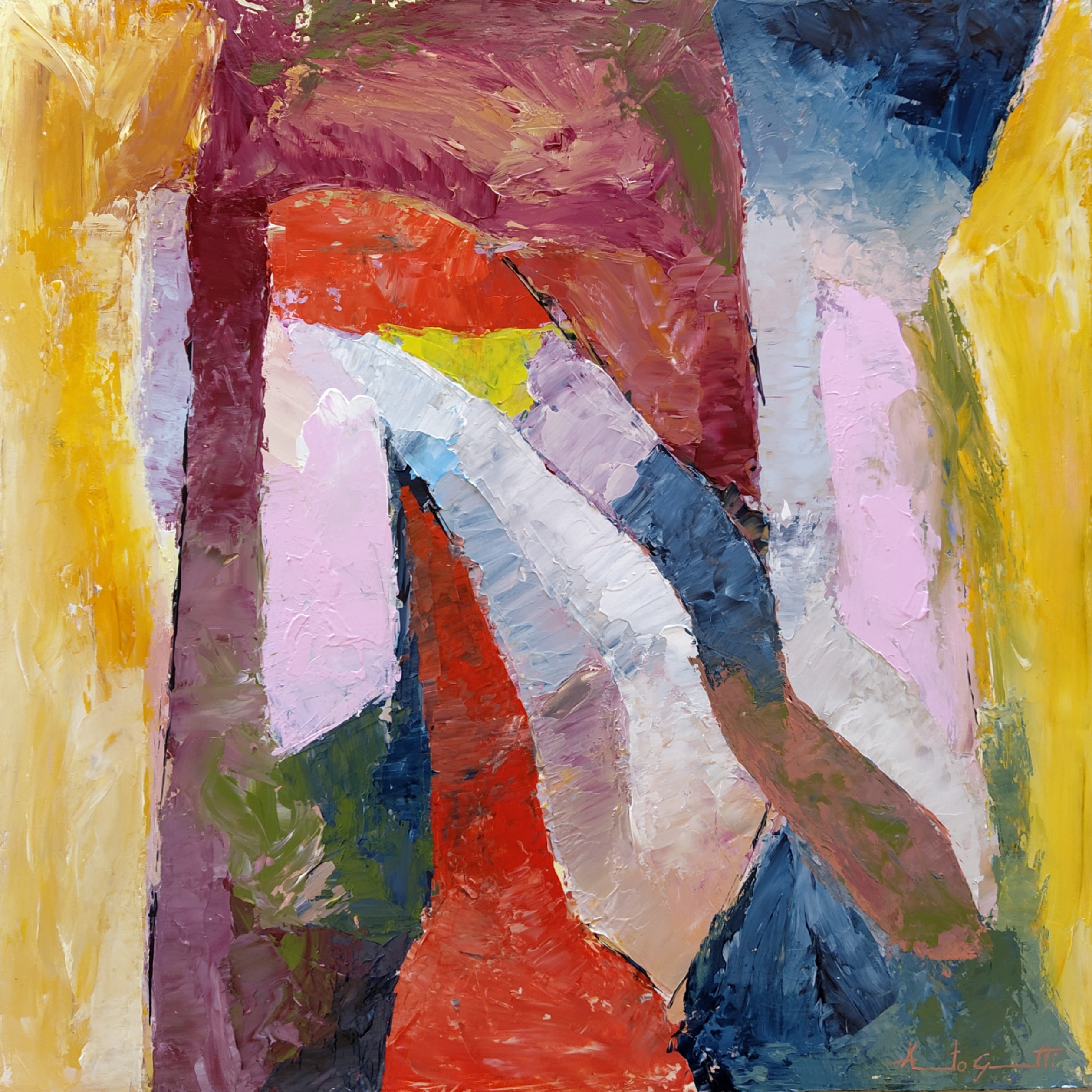 Alberto Gulminetti - Senza titolo - Acrilico a spatola su tavola di legno - 60x60 cm