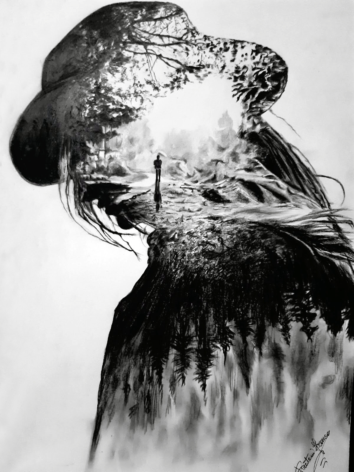 Franco Piratoni - Mistero - Grafite su foglio bianco - 35x50 cm