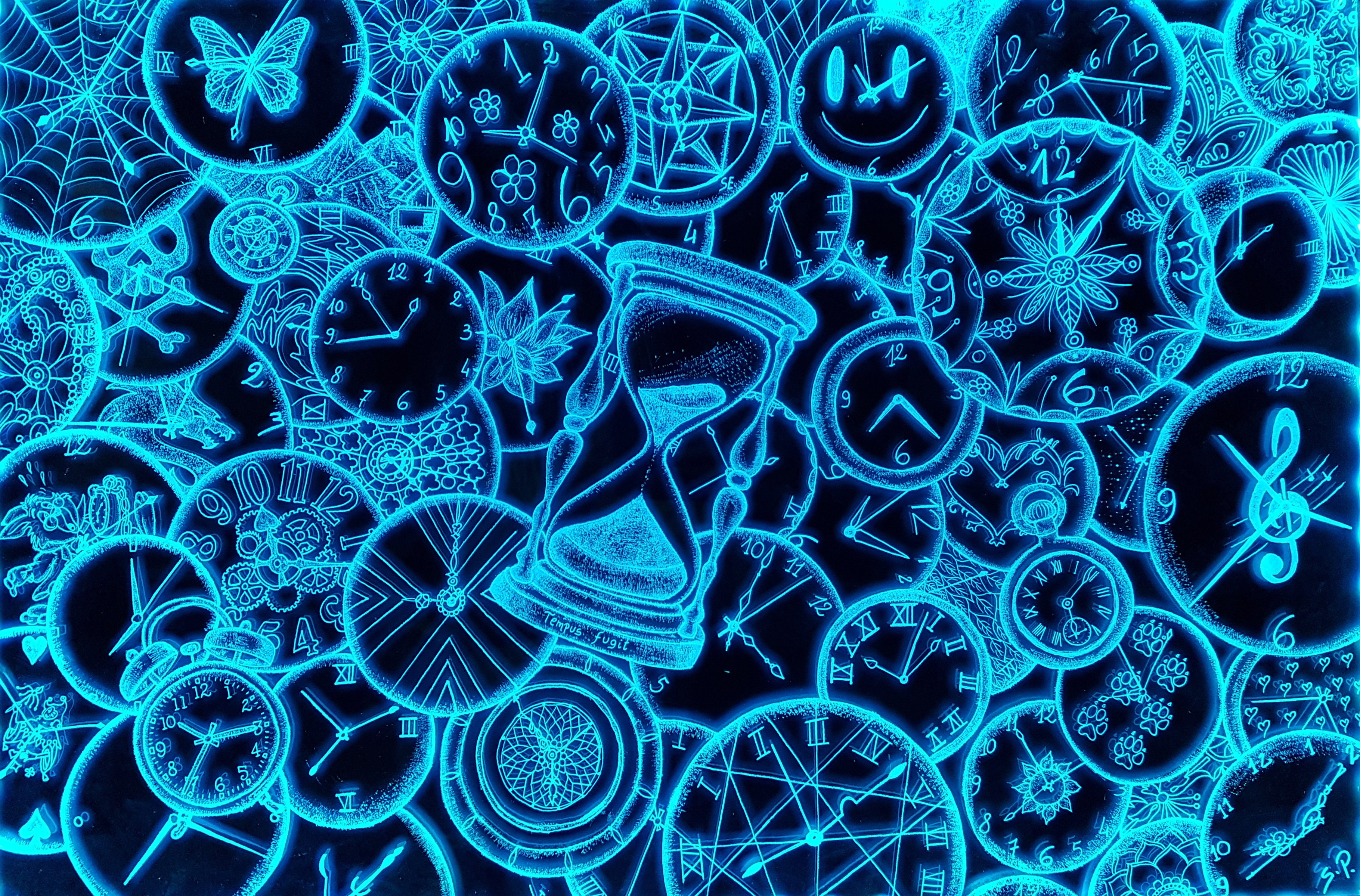Serena Pescarmona - Tempus fugit - Incisione su vetro ed illuminazione led - 59x89 cm